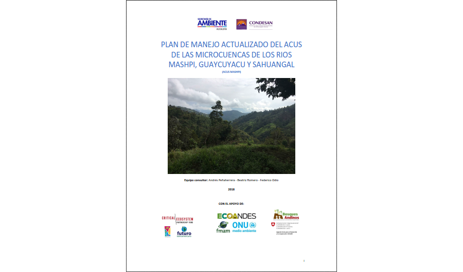 PLAN DE MANEJO ACTUALIZADO ACUS MASHPI GUAYCUYACU SAHUANGAL