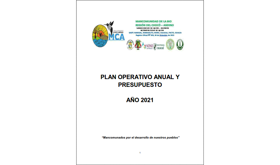 PLAN OPERATIVO ANUAL Y PRESUPUESTO AÑO 2021
